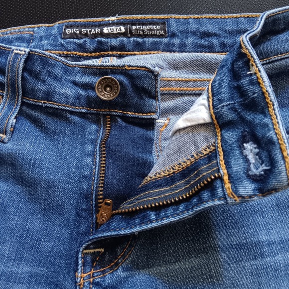 Big Star Brigette Slim Straight Jeans Womens 26L Blue Excellent Hemmed Stretch - Picture 4 of 14